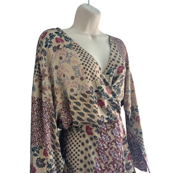 Zara Woman's Sz XS Patchwork Macedonia Faux Wrap Romper Dress NWT - Picture 3 of 15